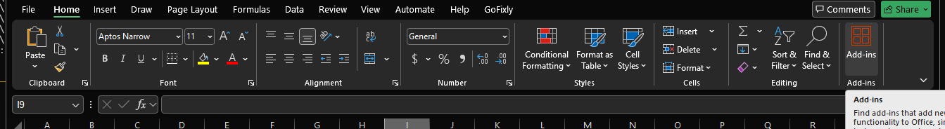 Excel Home ribbon installation step 1 screenshot